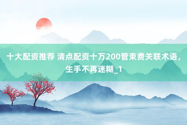 十大配资推荐 清点配资十万200管束费关联术语，生手不再迷糊_1