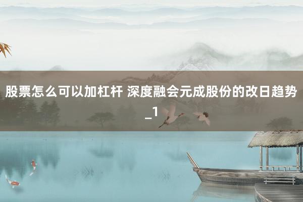 股票怎么可以加杠杆 深度融会元成股份的改日趋势_1